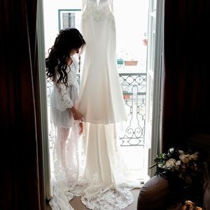 Bridal Lace Robe with Train. Slip included! **Updated measurements